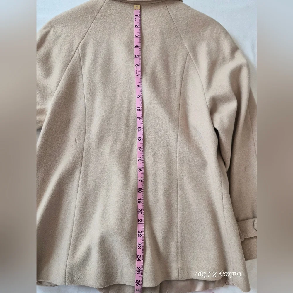 ​Talbots Petites 100% Wool Double Breasted Pea Coat Beige Tan Size 14P - Picture 7 of 10